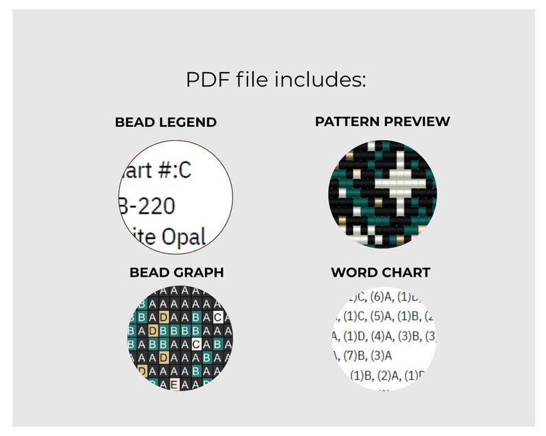Starry Night Loom Bead Pattern, Miyuki Delica Christmas Moon Bracelet Design (Instant download) image 2