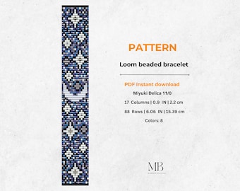 Patrón de cuentas Celestial Loom, diseño de pulsera Miyuki Delica Moon (descarga instantánea en PDF), talismán de luz lunar
