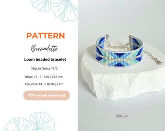 Miyuki Delica Loom Bracelet Pattern: Blue Shades Beaded Design (PDF Pattern)