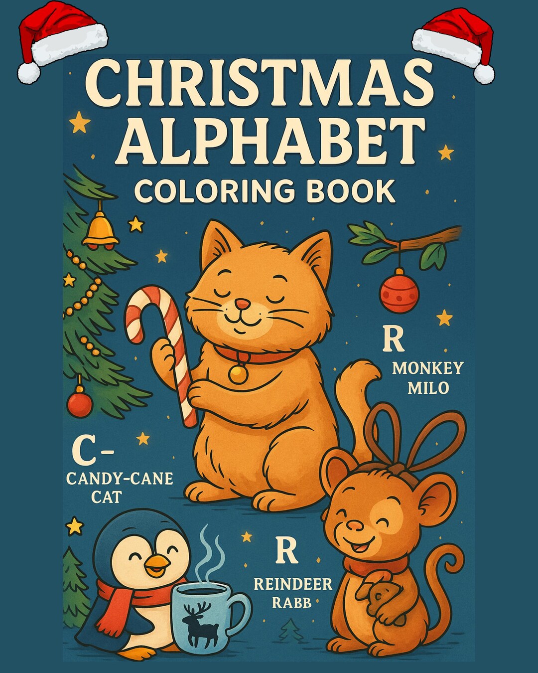 Christmas Alphabet Coloring Book Printable for Kids Preschool