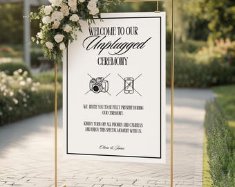 Unplugged Ceremony Sign | Wedding Welcome Sign | Old Money Vintage Style Wedding Sign Template | Canva Editable | OLIVIA