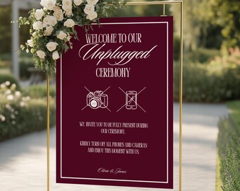 Unplugged Ceremony Sign | Wedding Welcome Sign | Old Money Vintage Style Wedding Sign Template | Canva Editable | OLIVIA