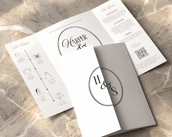 Luxury Old Money Gatefold Wedding Invitation | Classic Gatefold Wedding Invite | Elegant Trifold Wedding Card | Canva Printable Template