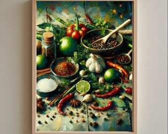 South Asian Spice Still Life Print – Kitchen & Dining Room Art