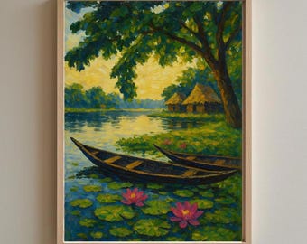 Bangladesh Nowkah Art Print – Bangladeshi Culture Painting - Bengali art poster - Bangladesh Folk Art - Bengali Home Decor