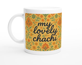 Kubek Desi Aunt, prezent z Azji Południowej, spersonalizowany kubek do kawy, uroczy prezent dla Chachi, spersonalizowany kubek ceramiczny, prezent dla cioci, rodzinny kubek pamiątkowy
