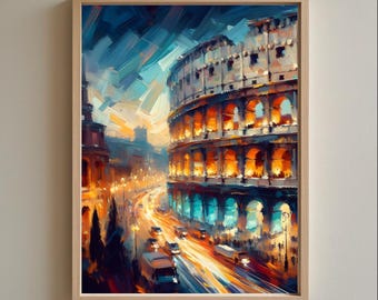 Colosseum Rome Art Print – Italian Landmark Impressionist Painting