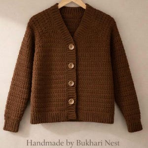 Crochet V Neck Cardigan Pattern PDF | Easy Beginner Button Front Sweater | Cozy  Crochet Jacket