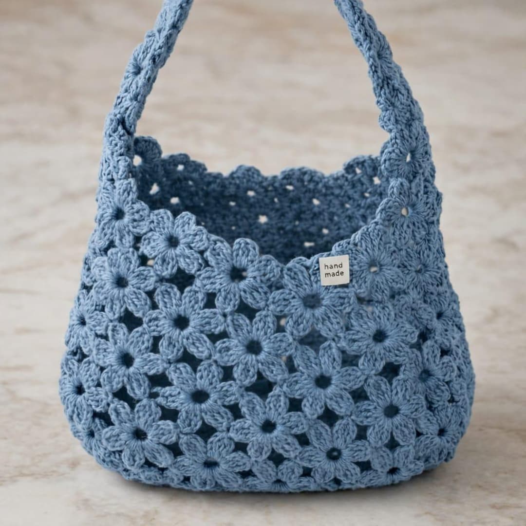 Crochet Flower Bag Pattern PDF | Boho Summer Tote Tutorial (Digital Download)