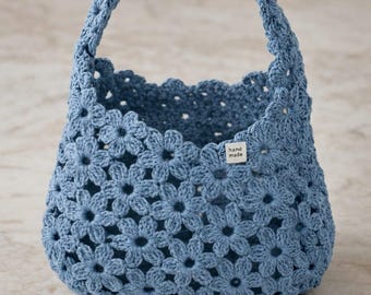 Crochet Flower Bag Pattern PDF | Boho Summer Tote Tutorial (Digital Download)