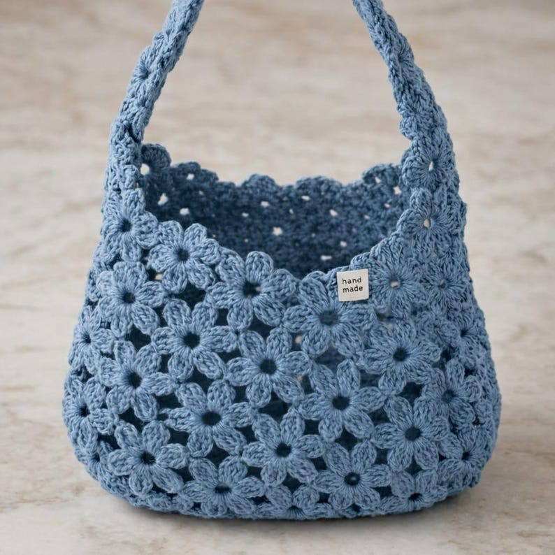 Crochet Flower Bag Pattern PDF | Boho Summer Tote Tutorial (Digital Download) image 1