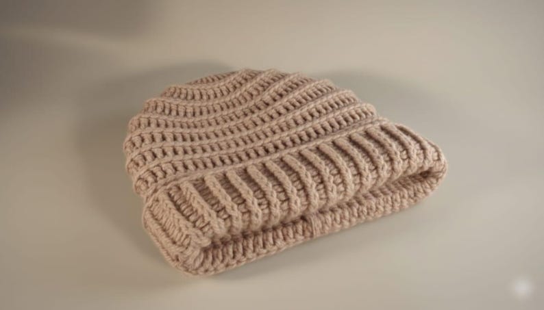 Easy Crochet Beanie Pattern PDF | Ribbed Winter Hat for Adults, Teens ...
