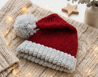 Santa Hat Crochet Pattern | Beginner Christmas Tutorial (PDF Download)