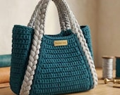 Easy Crochet Tote Bag Pattern PDF | Chunky Handbag with Braided Handle | Instant Download