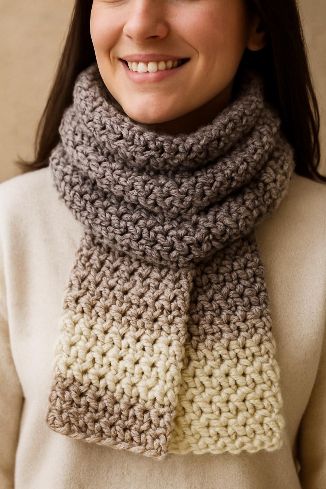 Winter Crochet Scarf Pattern PDF - Chunky Herringbone Design for ...
