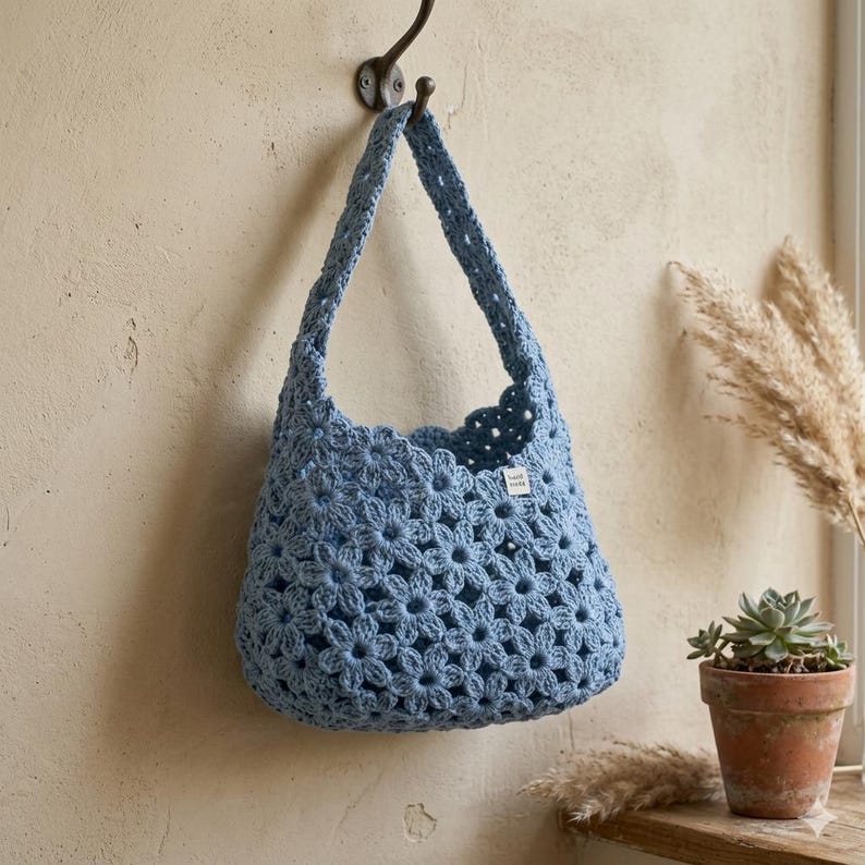 Crochet Flower Bag Pattern PDF | Boho Summer Tote Tutorial (Digital Download) image 6