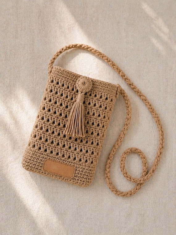Crochet Phone Bag Pattern PDF | Textured Crossbody Shoulder Bag (Digital Download)