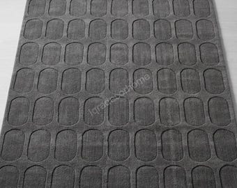 Hand Tufted Wool Rug, Modern Geometric Gray Area Rug, Contemporary Living Room Decor