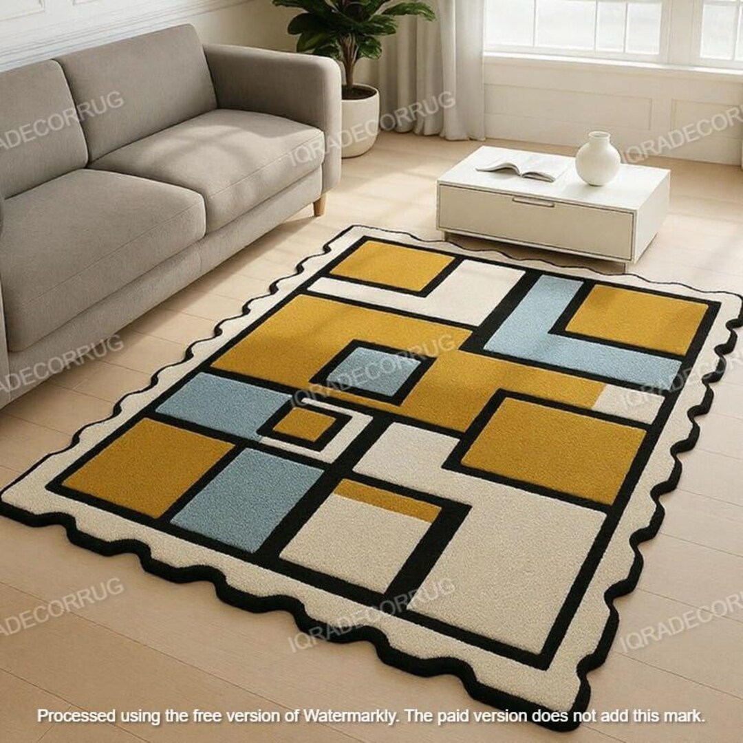 Hand-tufted Wool Rug, Modern Geometric Design, Bedroom Living Room - Etsy