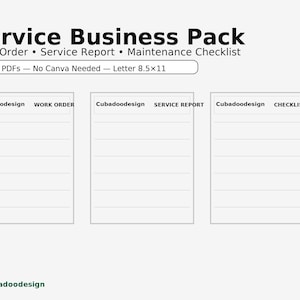 Service Business Pack — Work Order, Service Report & Maintenance Checklist (Fillable PDF Templates)