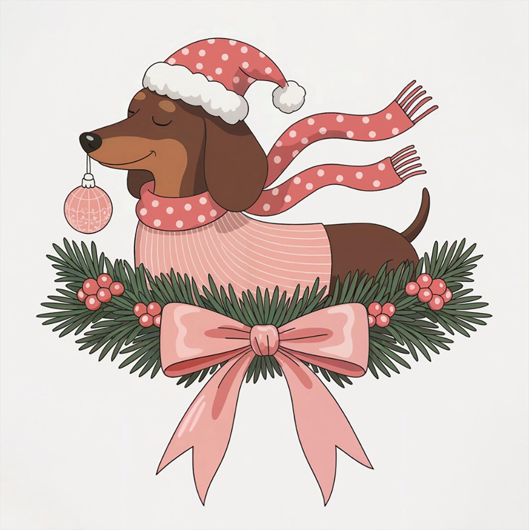 Cute Dachshund Christmas PNG, Christmas Wiener Dog Clipart, Holiday Dog ...