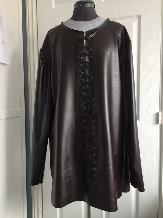 Cosplay Tunic Men Top In Faux Leather Leatherette With Eyelet Etsy