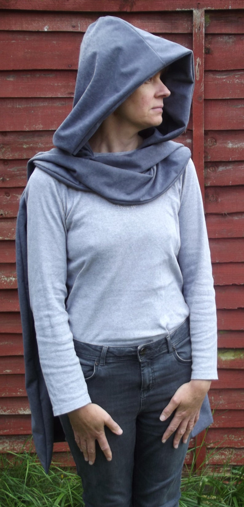 Cosplay cape cloak in faux suedette fabric with infinity scarf Etsy