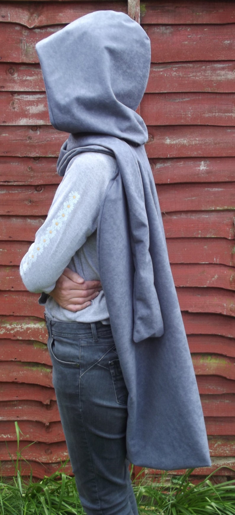 Cosplay cape cloak in faux suedette fabric with infinity scarf Etsy