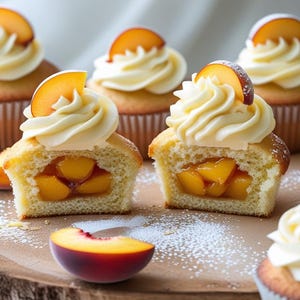 Best Recipe For Peach & Vanilla Custard Cupcakes | Printable Digital Download PDF |