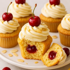 Best Recipe For Cherry Almond Delight Cupcakes| Printable Digital Download PDF |