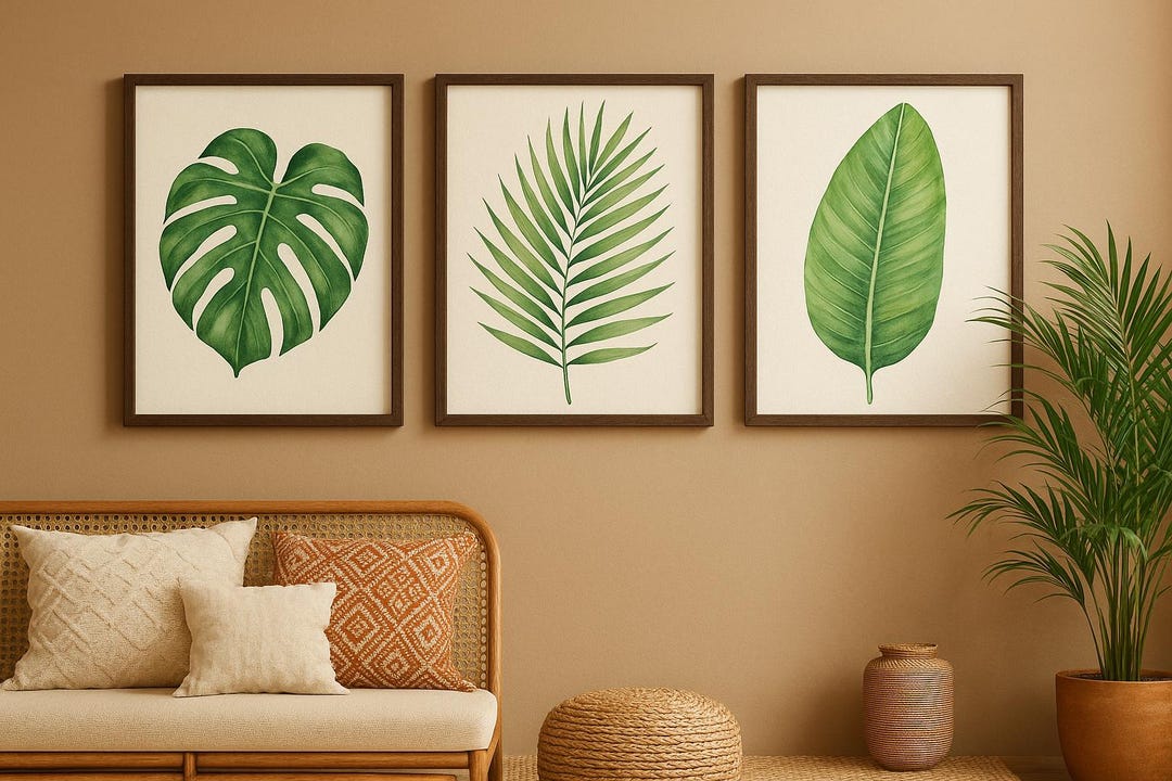 Tropical Botanical Wall Art Set of 3 + 1 – Watercolor Monstera, Palm ...