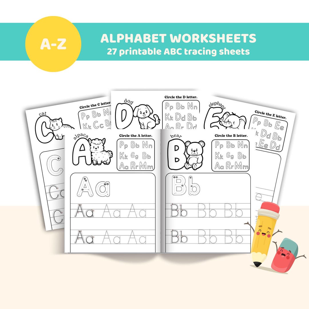 Alphabet Tracing Worksheets | Handwriting Practice for Kids (PDF) - Etsy