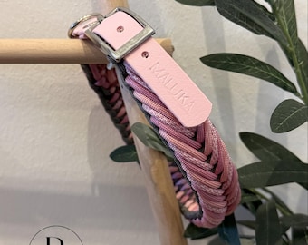 SET - Personalized collar with matching leash – robust for large dogs – handmade – customized with name – gift