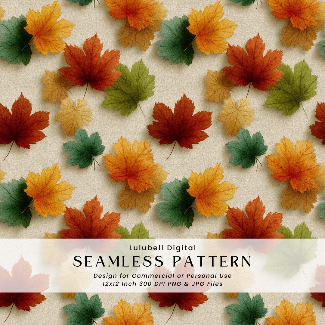 Autumn Maple Leaves Seamless Pattern: Fall Foliage Digital Paper ...