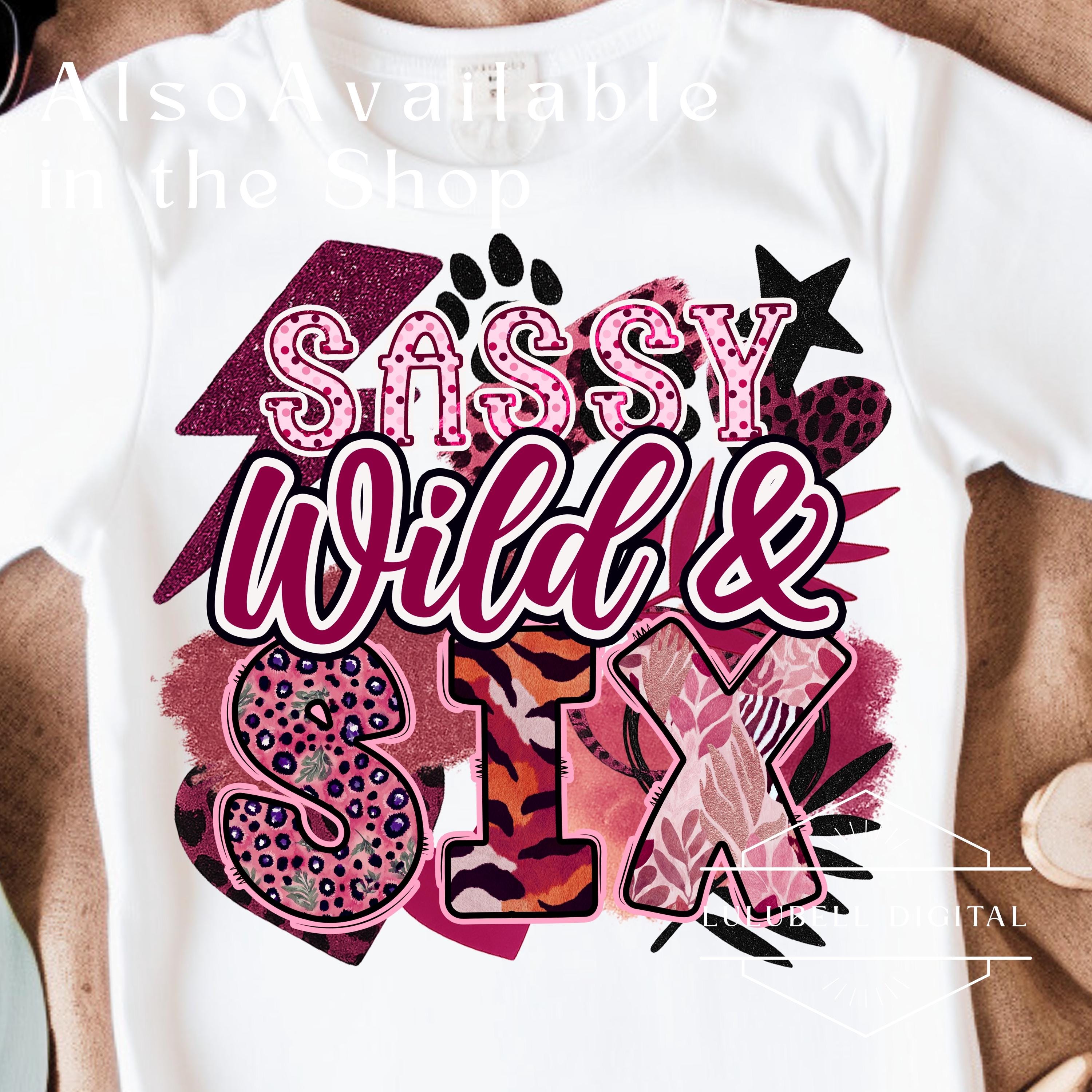 Sassy Wild & Six PNG: Leopard Print Birthday T-shirt Graphic, Boho