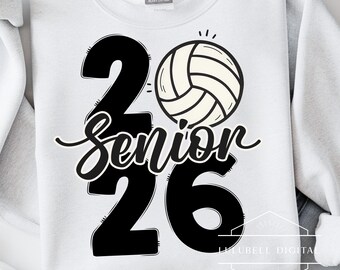 Volleyball Senior 2026 PNG: Varsity Volleyball Player T-Shirt Graphic, Game Day Graduation Sublimation Design