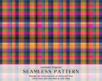 Patrón de cuadros otoñales sin costuras: papel digital a cuadros morados, rosas y naranjas, fondo de Halloween