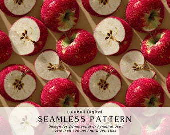 Red Apples Seamless Pattern: Moody Fall Digital Paper, Commercial Use Okay Surface Design Pattern