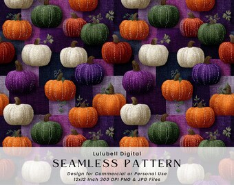 Patrón de calabaza sin costuras: papel digital Quiltcore otoñal, fondo de cuadros de granja otoñal