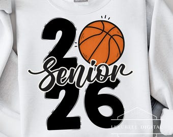 Basketball Senior 2026 PNG: Varsity Basketball Player T-Shirt Graphic, Game Day Graduation Sublimation Design