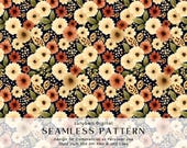 Fall Leopard Floral Seamless Pattern: Autumn Digital Paper, Commercial Use Okay Surface Design Pattern