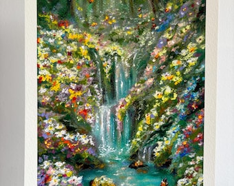 Impresión artística Giclée: «Los cuentos de hadas en nuestros corazones», un paisaje al pastel al óleo de edición limitada.