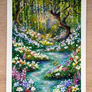 Impresión artística Giclée: «Buscando el País de las Maravillas», un paisaje al pastel al óleo de edición limitada. imagen 6