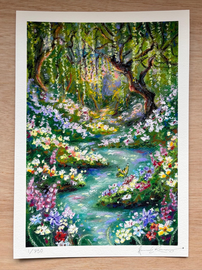 Impresión artística Giclée: «Buscando el País de las Maravillas», un paisaje al pastel al óleo de edición limitada. imagen 6