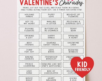 Valentines Charades Game, Classroom Galentines Day Games Printable For Kids Family Adults, Office Icebreaker, Digital Download