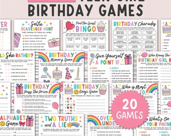 Teen Girl Birthday Games Bundle For Her, Sweet 16 Party Games For Preteen Or Teenager Printable, Tween Slumber Party Ideas, Digital Download