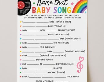 Name That Baby Tune Game, Name That Baby Song Template, Baby Shower Trivia, Name That Song Game, Gender Neutral, Digital Download