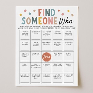 Find The Guest Bingo Game, Human Bingo, Find Someone Who Ice Breaker Games, Mix And Mingle Bingo, Digital Download