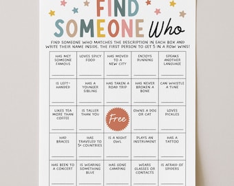 Find The Guest Bingo Game, Human Bingo, Find Someone Who Ice Breaker Games, Mix And Mingle Bingo, Digital Download