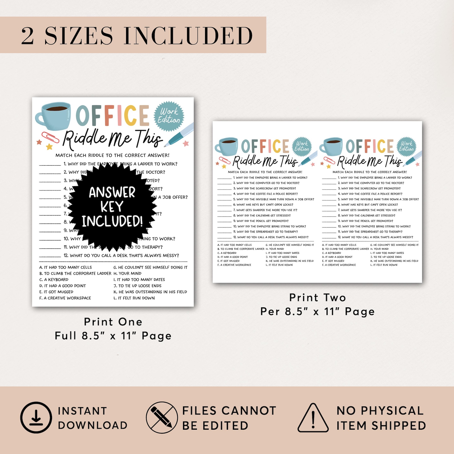Office Riddles Game, Team Building Printable, Office Party Games, Staff ...